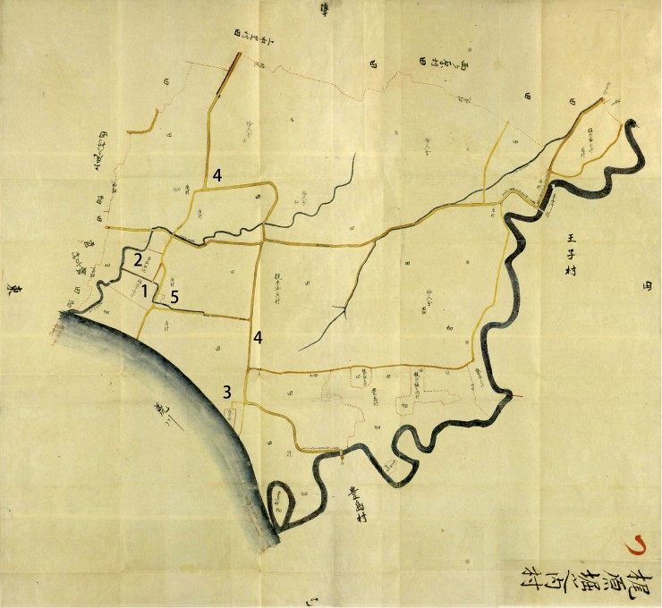 梶原堀之内村（堀船１－３丁目）の安政時代古地図
