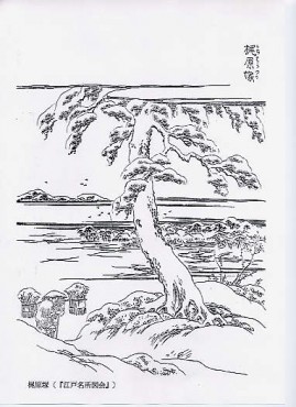 1834-6年(天保5-7年)　江戸名所図会梶原塚　宝篋印塔など背の高いものは見えません。