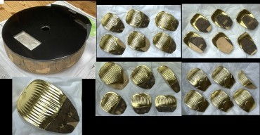 金箔押し後の蓮肉と蓮弁